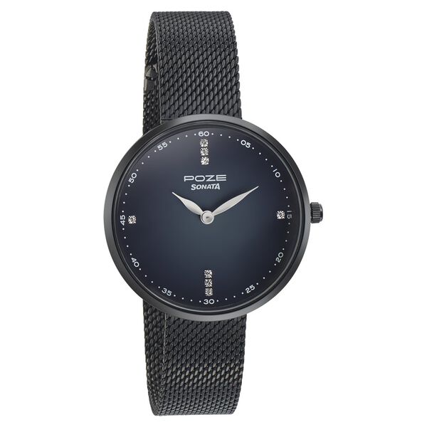 Sonata Poze Quartz Analog Black Dial Mesh Strap Watch for Women - image number 0