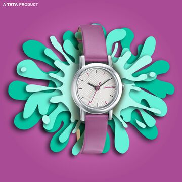 Sonata Splash White Dial Women Watch With Leather Strap