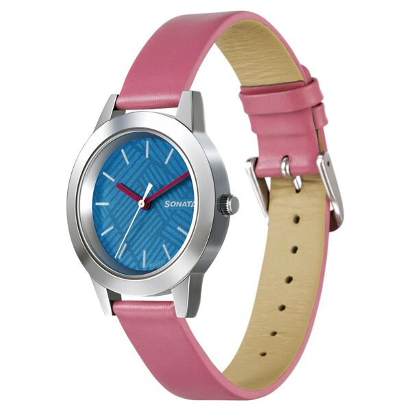 Sonata Splash Blue Dial Women Watch With Leather Strap - image number 2