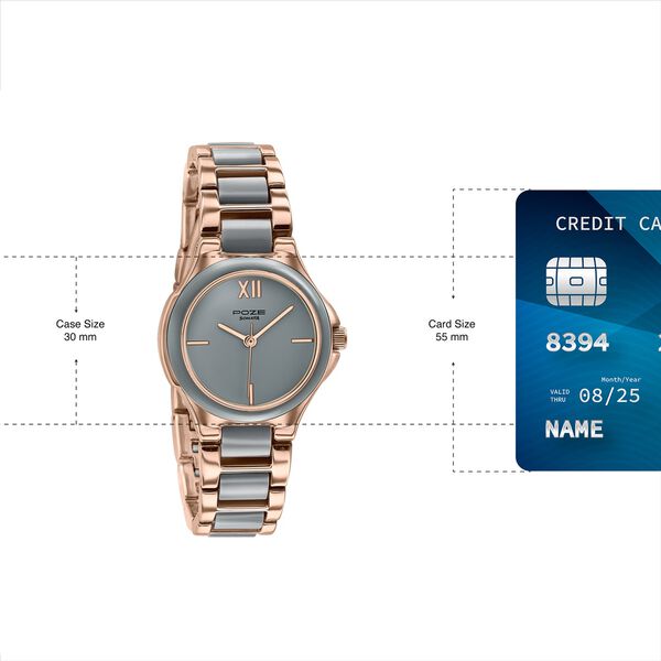 Poze By Sonata Quartz Analog Grey Dial Two Toned Metal & Plastic Strap Watch For Women - image number 3