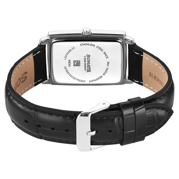 Sonata Festive Quartz Analog Silver Dial Leather Strap Watch For Men - image number 4