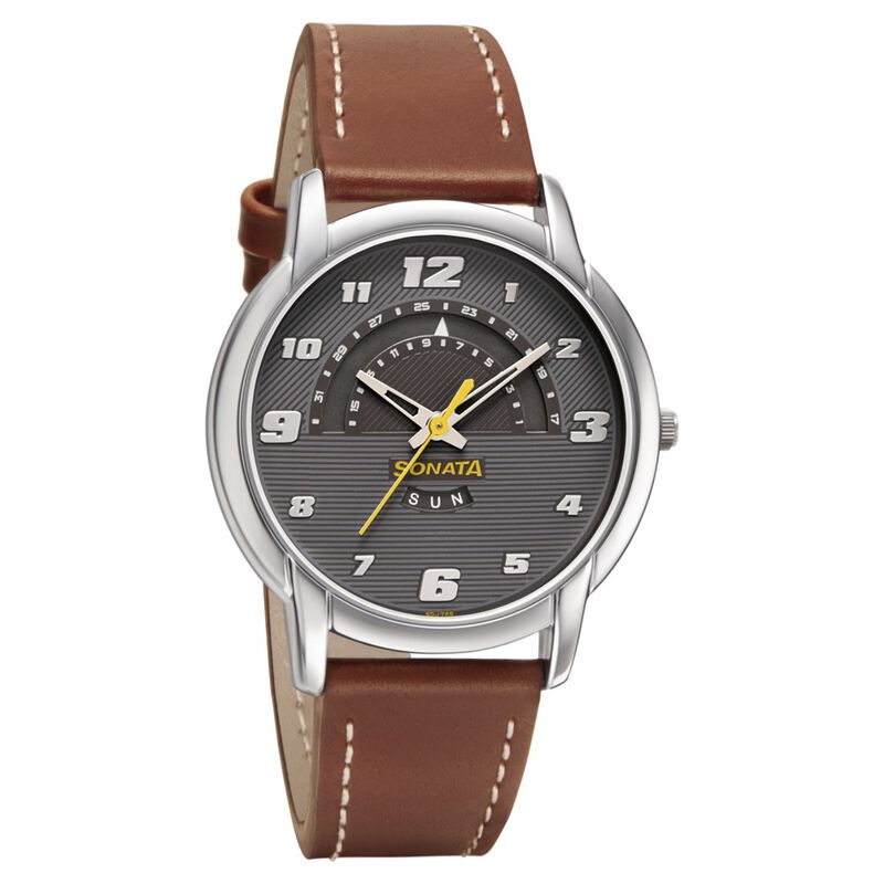 Buy Online Sonata RPM Quartz Analog with Day and Date Anthracite Dial