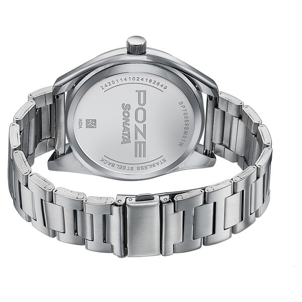 Sonata Poze Quartz Analog Purple Dial Metal Strap Watch For Men - image number 5