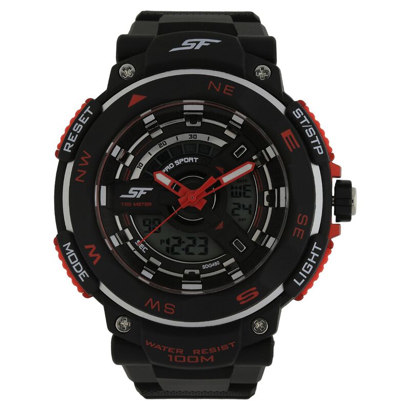 Buy Online SF Quartz Analog Digital Black Dial Plastic Strap Watch