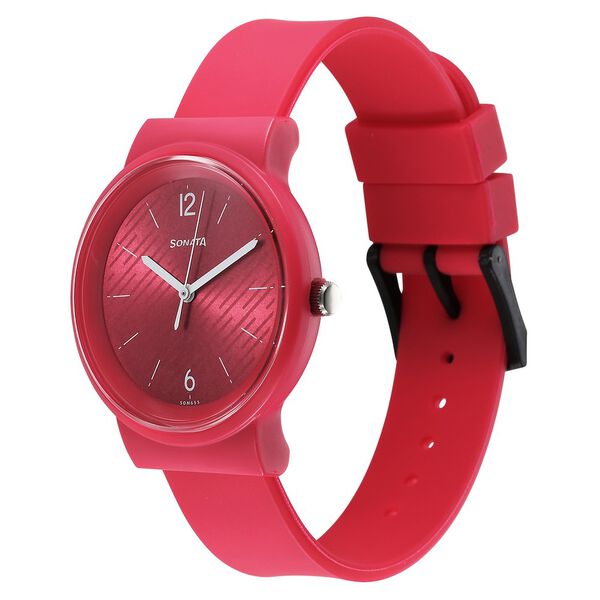Sonata Splash Quartz Analog Pink Dial Plastic Strap Watch for Women - image number 1