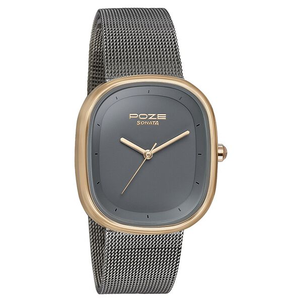 Sonata Poze Quartz Analog Grey Dial Mesh Strap Watch for Women - image number 2
