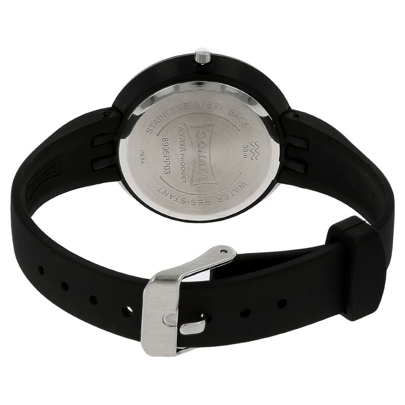 SF Quartz Analog Black Dial Plastic Strap Watch for Women - image number 3