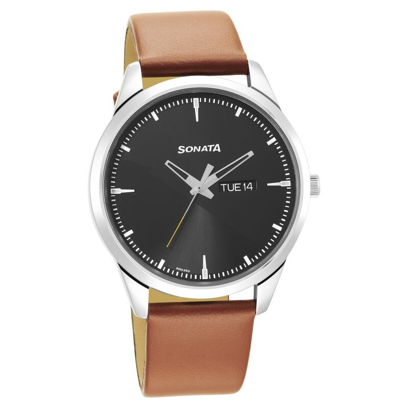 Buy Online Sonata Force Quartz Analog with Day and Date Black Dial