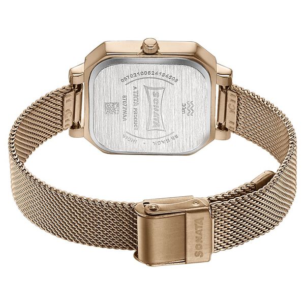 Sonata Modern Edit Quartz Analog Black Dial Rose Gold Stainless Steel Strap Watch For Women - image number 4