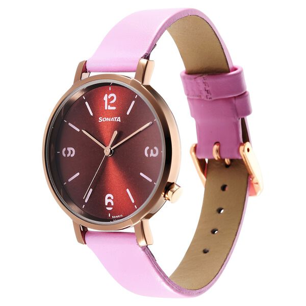 Sonata Essentials Brown Dial Leather Strap Watch for Women - image number 1