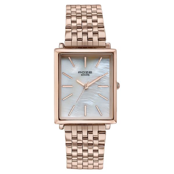 Sonata Poze Quartz Analog White Dial Metal Strap Watch For Women - image number 1