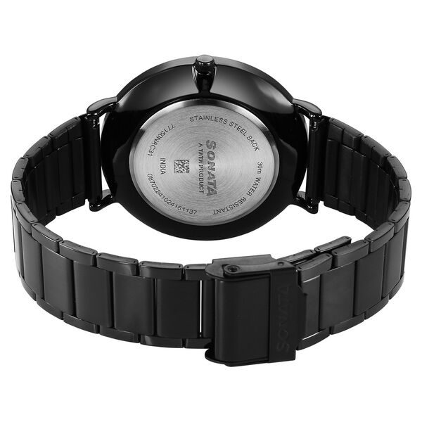 Sonata Ascent Quartz Analog Black Dial Stainless Steel Strap Watch For Men - image number 3