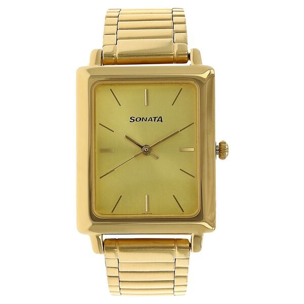 Sonata Quartz Analog Champagne Dial Stainless Steel Strap Watch for Men - image number 0