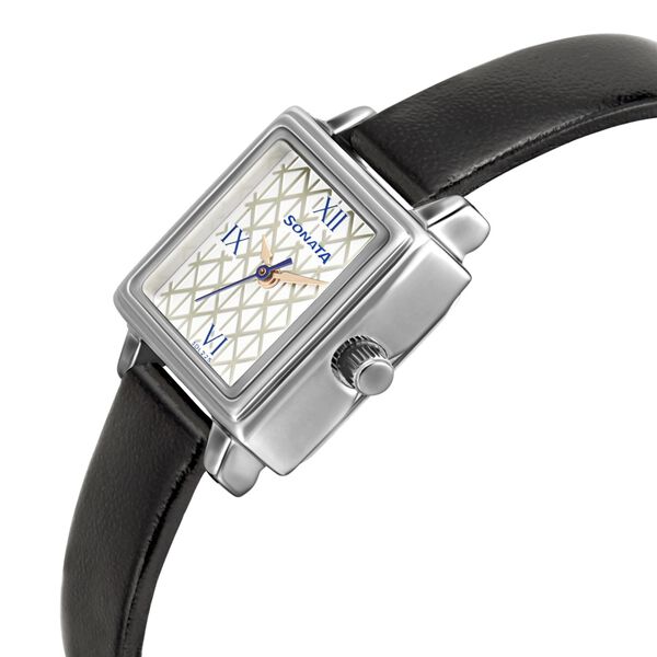 Sonata Workwear White Dial Women Watch With Leather Strap - image number 2