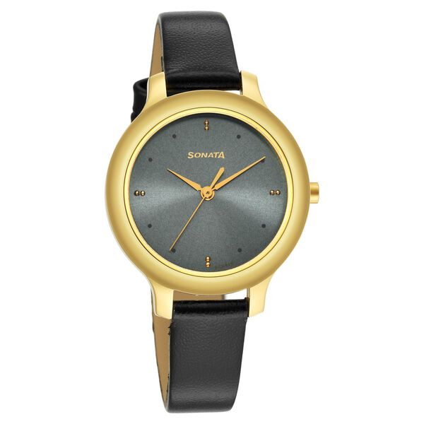 Sonata Gold Edit Grey Dial Women Watch With Leather Strap - image number 0