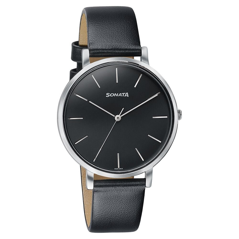 Buy Online Sonata Pastel Play Quartz Analog Black Dial Leather