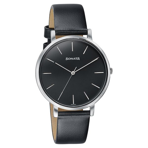 Sonata Pastel Play Quartz Analog Black Dial Leather Strap Watch For Women - image number 1