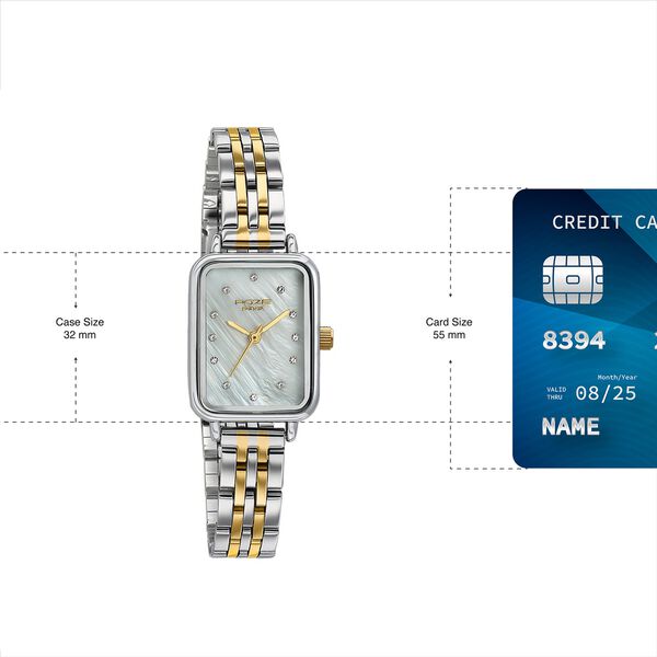 Sonata Poze Quartz Analog Mother of Pearl Dial Two Toned Metal Strap Watch For Women - image number 3