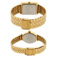 Sonata Quartz Analog with Day and Date Golden Dial Stainless Steel Strap Watch for Couple - image number 3