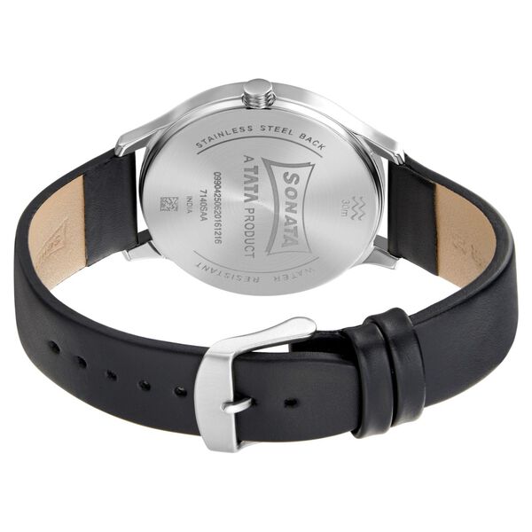 Sonata Quartz Analog Silver Dial Leather Strap Watch for Men - image number 3
