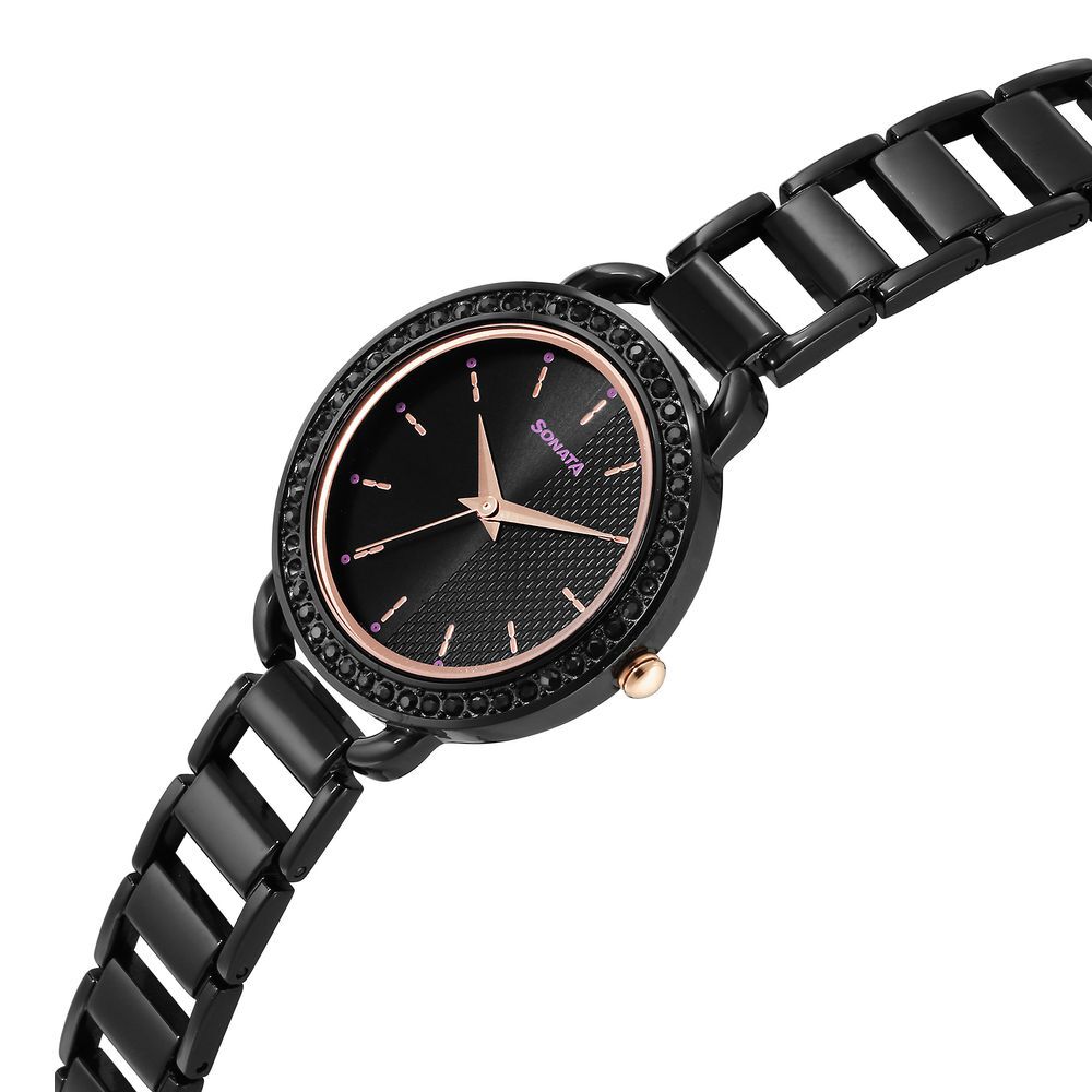 Women's black online metal strap watches