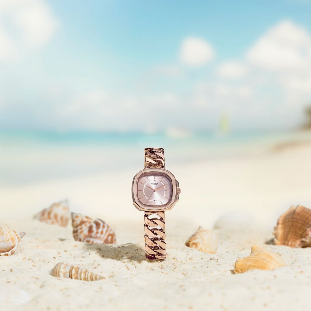 Sonata Poze Quartz Analog Rose Gold Dial Metal Strap Watch For Women