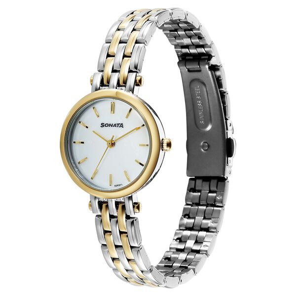 Sonata Eternia Quartz Analog White Dial Metal Strap Watch For Women - image number 1