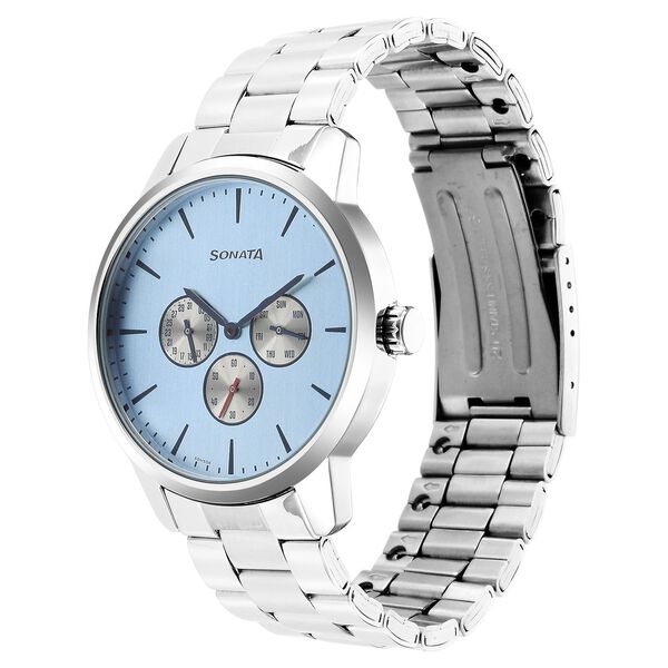 Sonata Quartz Multifunction Blue Dial Stainless Steel Strap Watch for Men - image number 1
