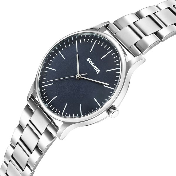 Sonata Aspire Quartz Analog Blue Dial Stainless Steel Strap Watch For Men - image number 1