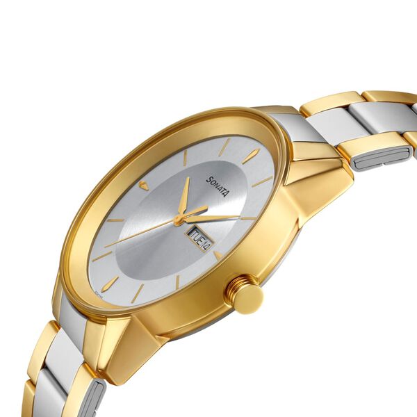 Sonata Quartz Analog with Day and Date Silver Dial Stainless Steel Strap Watch for Men - image number 2