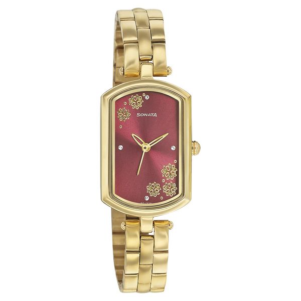 Sonata Wedding Maroon Dial Women Watch With Stainless Steel Strap - image number 0