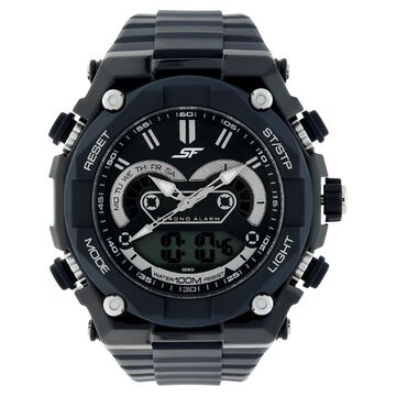 SF Quartz Digital Dial Plastic Strap Watch for Men