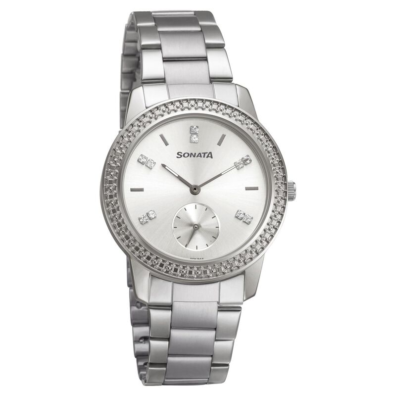Sonata Multifunctions Silver Dial Women Watch With Metal Strap - image number 0