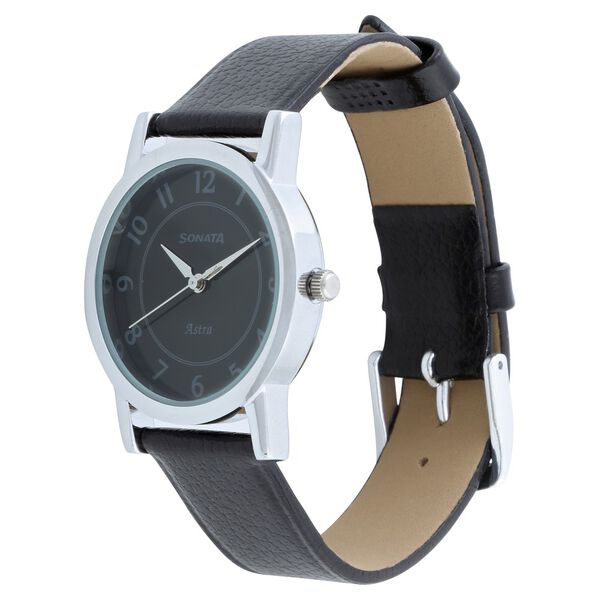 Sonata Quartz Analog Black Dial Leather Strap Watch for Men - image number 1