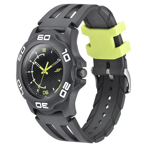 SF Quartz Analog Black Dial PU Strap Watch for Men - image number 1