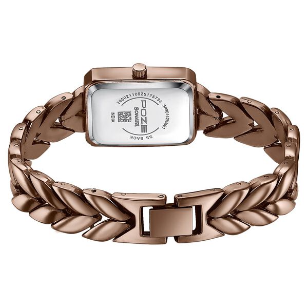Poze By Sonata Quartz Analog Brown Dial Brown Metal Strap Watch For Women - image number 6