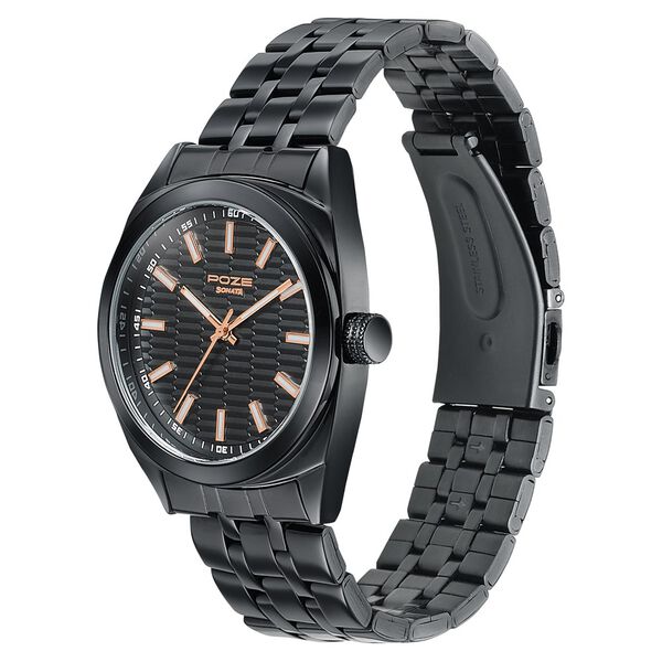 Poze Poze Quartz Analog Black Dial Black Metal Strap Watch For Men - image number 4