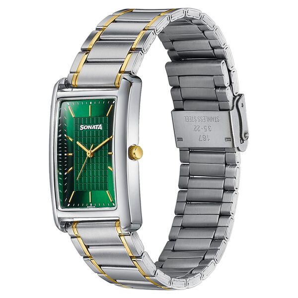 Sonata Ascent Green Rectangular Watch - Two-Tone - image number 2
