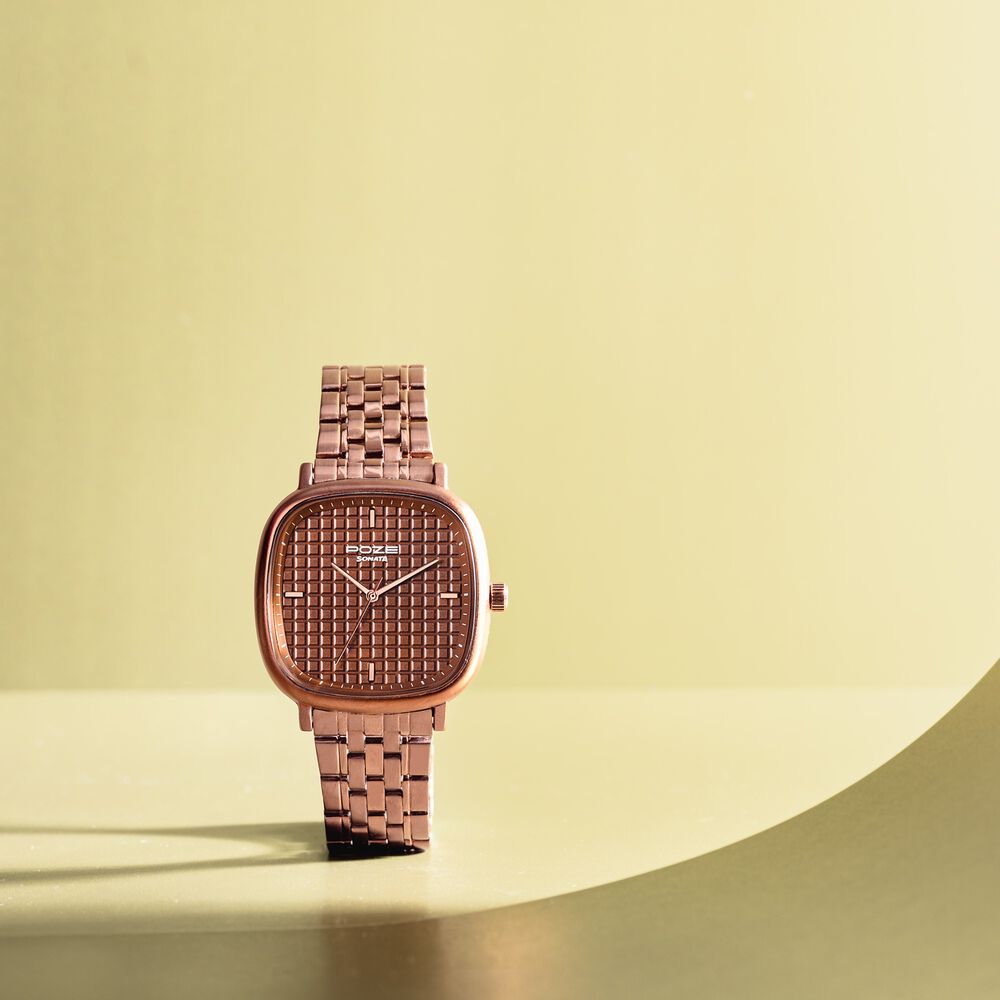 Buy Online Sonata Poze Quartz Analog Brown Dial Brown Colour