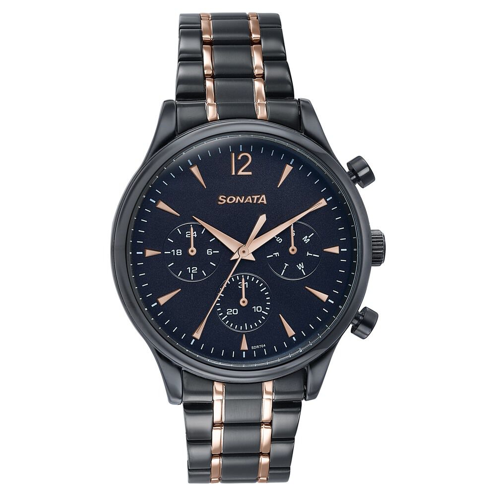 Sonata Wedding Edit Quartz Multifunction Black Dial Stainless Steel Strap Watch For Men-picture-30