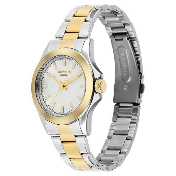 Sonata Poze Quartz Analog White Dial Two Toned Stainless Steel Strap Watch For Men - image number 2
