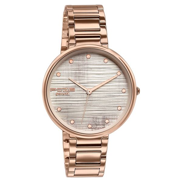 Sonata Poze Quartz Analog White Dial Stainless Steel Strap Watch For Women - image number 2