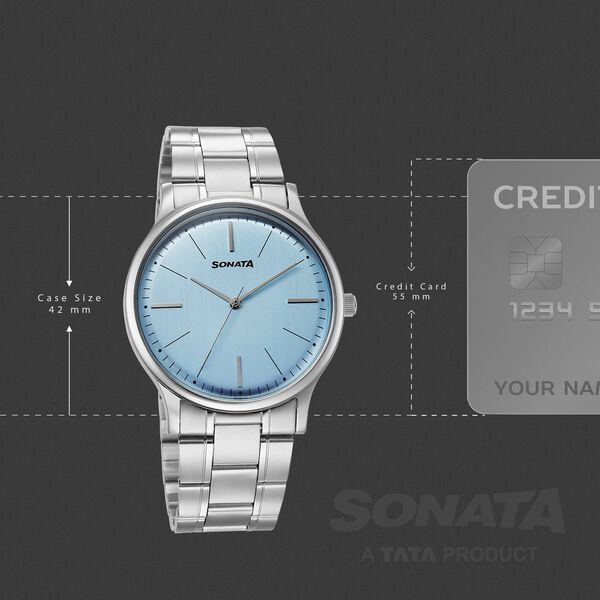 Sonata Aspire Quartz Analog Blue Dial Stainless Steel Strap Watch For Men - image number 3