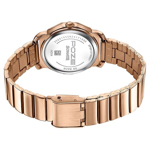 Sonata Poze Quartz Analog Rose Gold Dial Rose Gold Metal Strap Watch For Women - image number 6