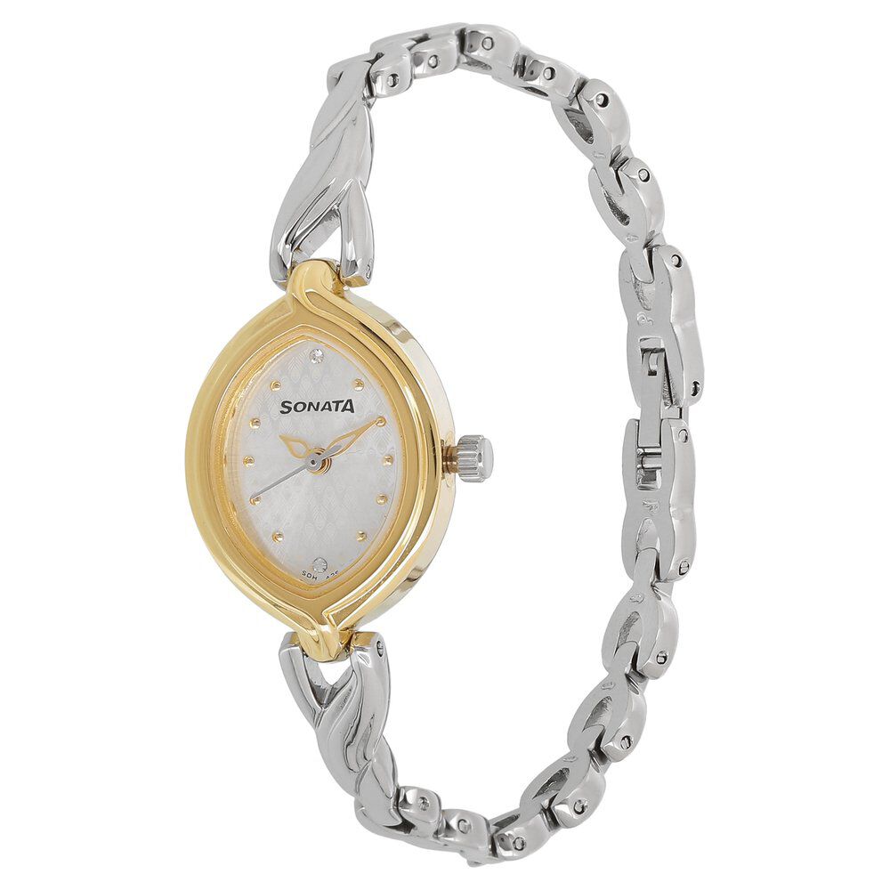 Buy Online Sonata Pankh Silver Dial Women Watch With Metal Strap 8109bm01 Sonata