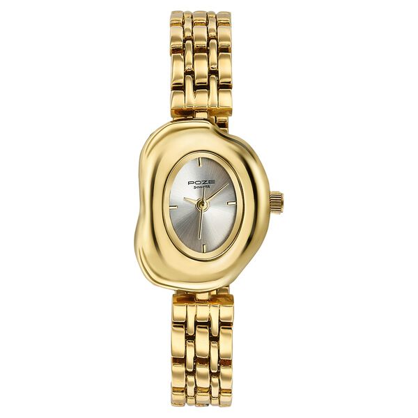 Poze By Sonata Quartz Analog Silver Dial Gold Metal Strap Watch For Women - image number 1