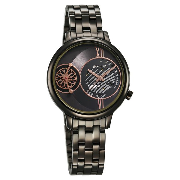 Sonata Unveil Quartz Analog Grey Dial Metal Strap Watch for Women - image number 0