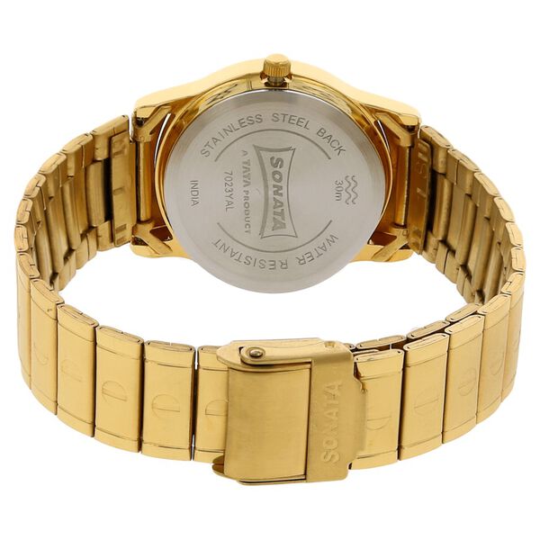 Sonata Quartz Analog Champagne Dial Stainless Steel Strap Watch for Men - image number 3