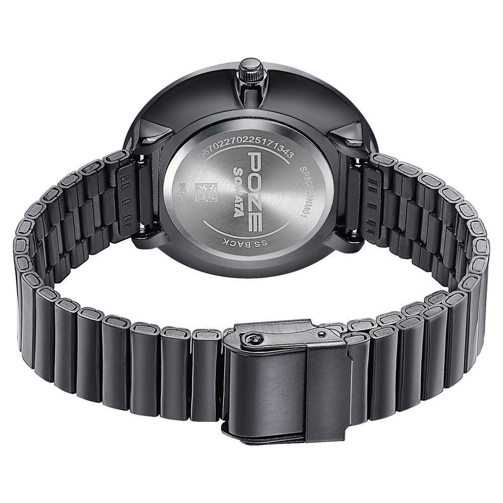 Buy Online Sonata Poze Quartz Analog Black Dial Stainless Steel