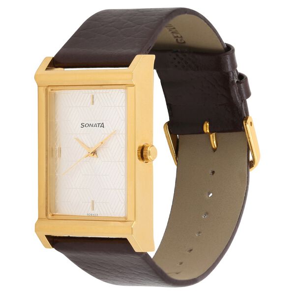 Sonata Quartz Analog Silver Dial Leather Strap Watch for Men - image number 1